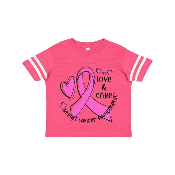 Inktastic Love, Care, Cure Breast Cancer Awareness Pink Ribbon Boys or Girls Toddler T-Shirt