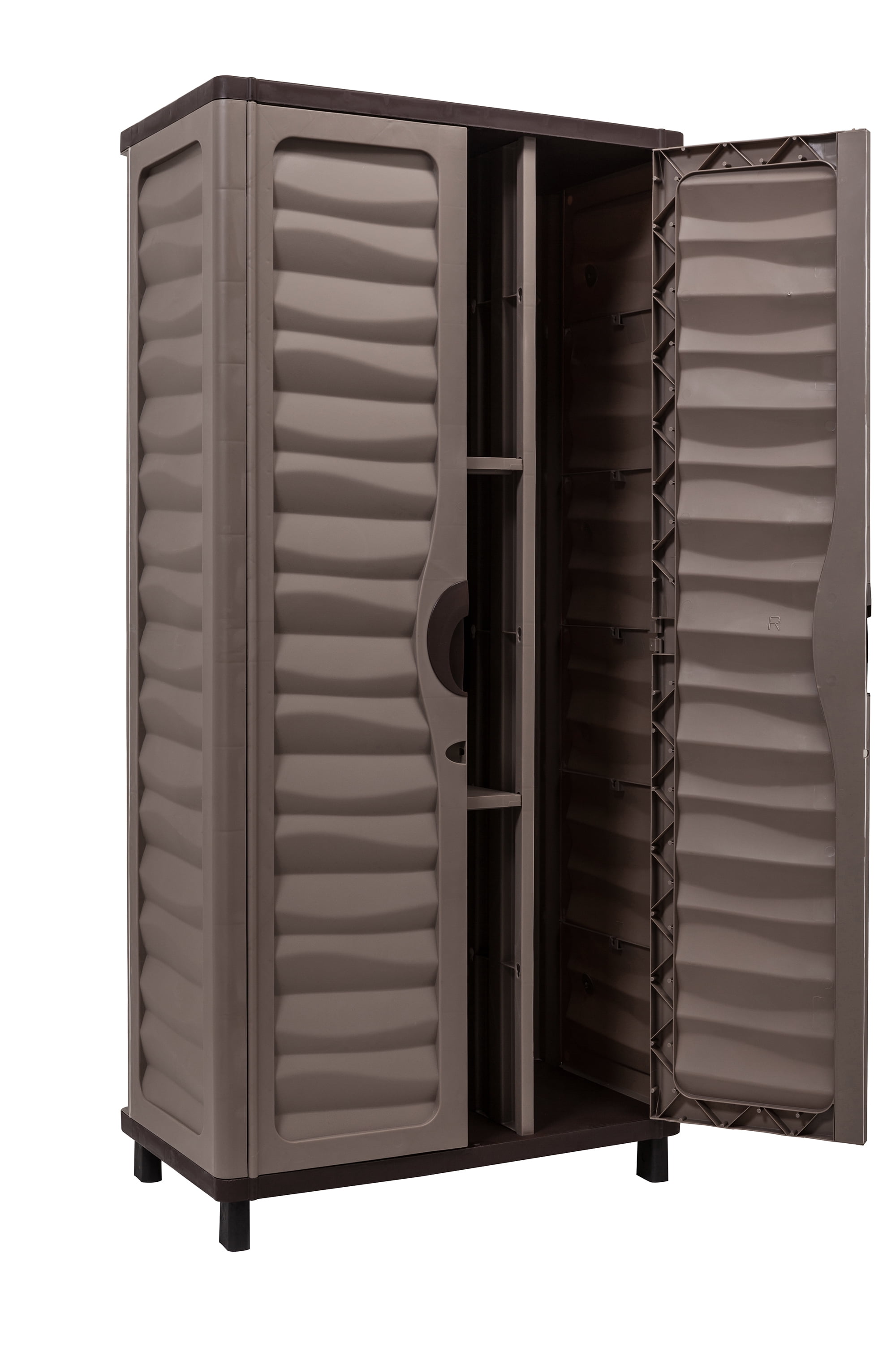 Tall Outdoor Storage Cabinet Garden Utility Plastic Horizontal Shed