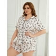 thumbnail image 4 of ebukurty Plus Size Pajama Sets for Women 2 Piece Short Sleeves V-neck Sleepwear, Sizes 1XL-6XL Valentines Day Pajamas, 4 of 7