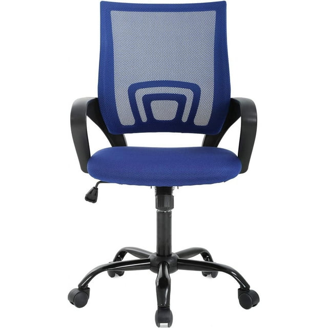 BestOffice Chaise de Bureau Ergonomique, Modèle Executive, en Maille, avec Soutien Lombaire, Accoudoirs, Dossier Mi-Haut, Pivotante et Confortable, pour Adultes, Bleue.