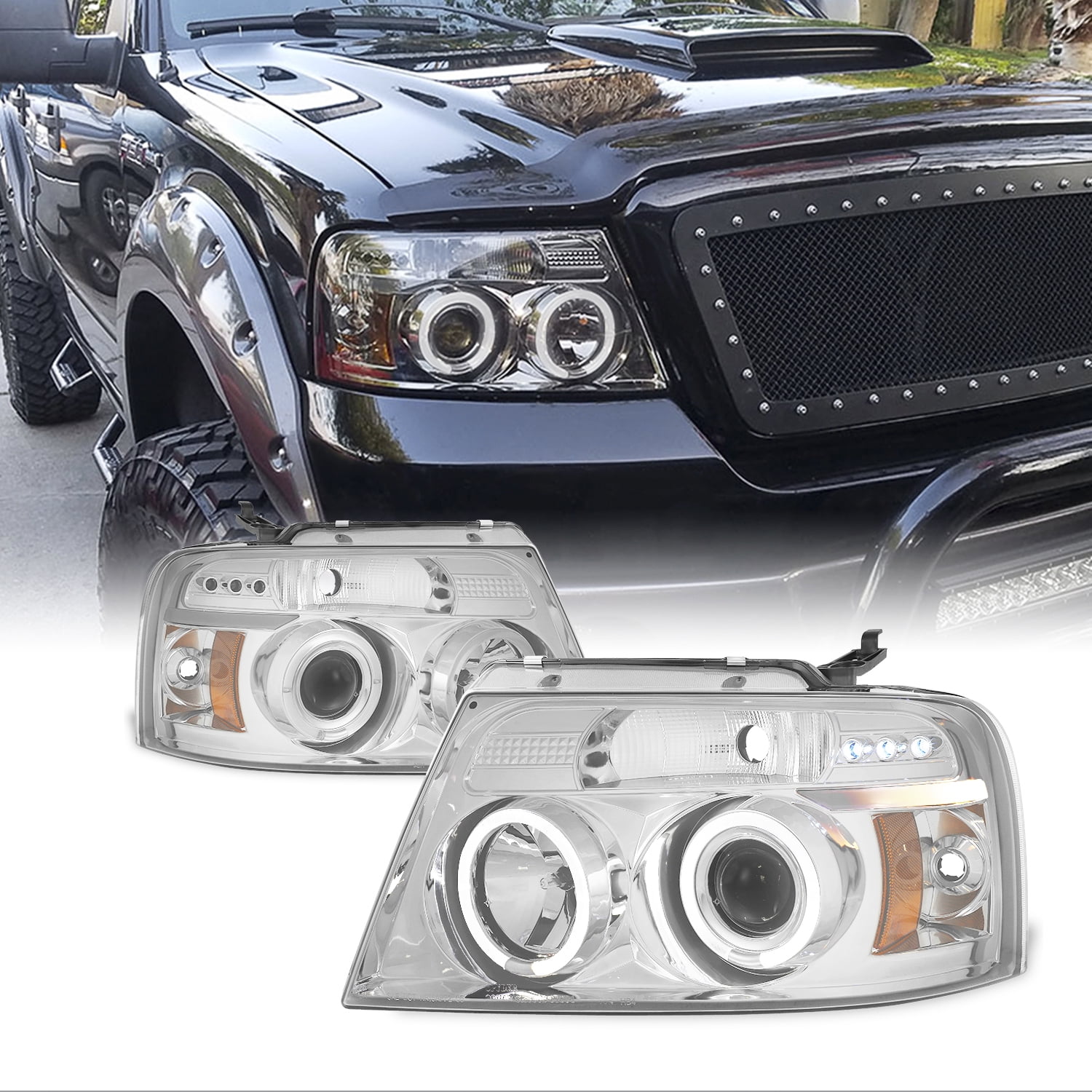 Headlights Headlamps Left & Right Pair Set NEW for Ford F-Series Pickup Truck