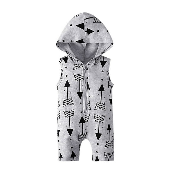 Odeerbi Baby Boys Clothes Baby Rompers Toddler Sleeveless Hooded Romper Kids Zipper Jumpsuit