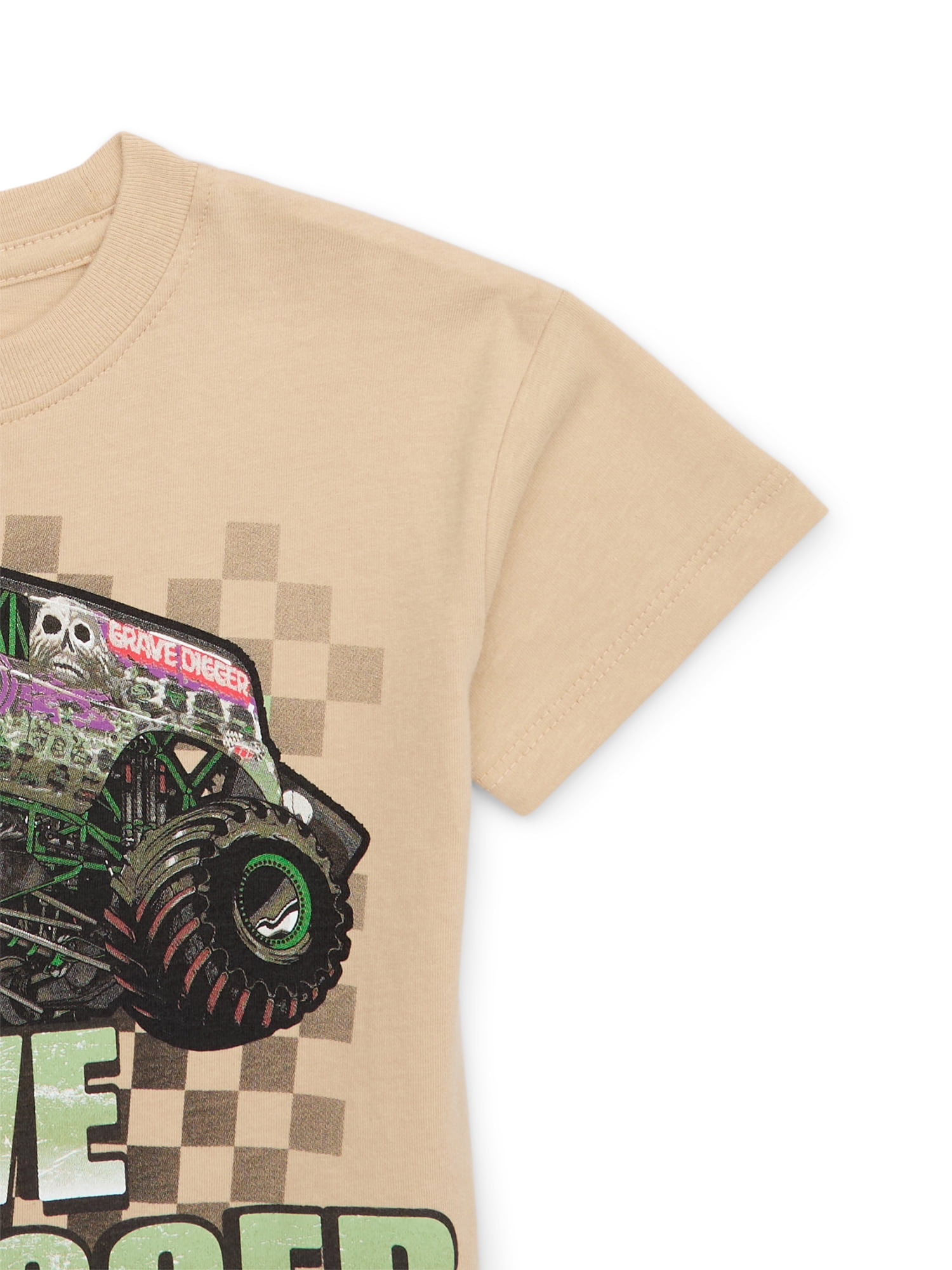 Monster Jam Toddlers’ Grave Digger Cotton Graphic Tee with Short Sleeves, Sizes 12M-5T