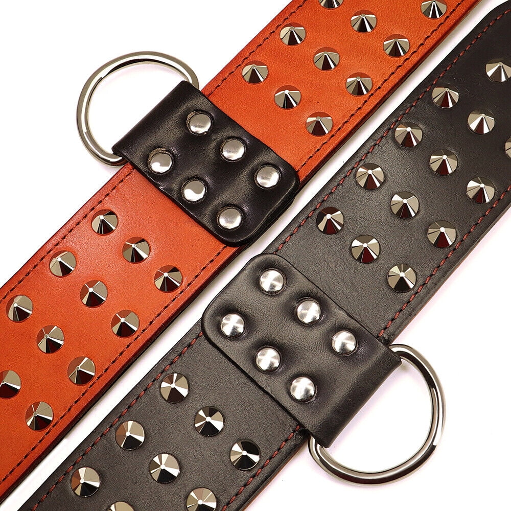 Didog 2" Wide Genuine Leather Studded Dog Collar for Medium Large Dogs, Heavy Duty Unique Rivet Pet Collars