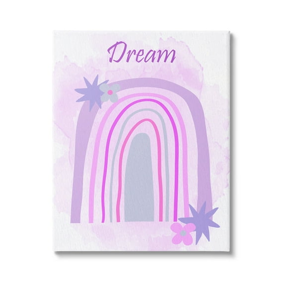 Stupell Industries Dream Purple Floral Rainbow Arch Inspirational Painting Gallery Wrapped Canvas Print Wall Art