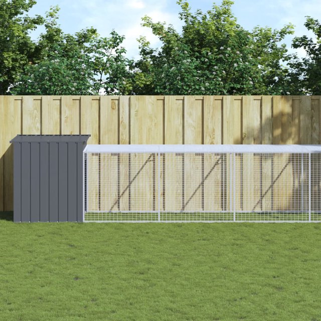 vidaXL Cage à Poules avec Rangée Anthracite 110x1017x110 cm Acier Galvanisé
