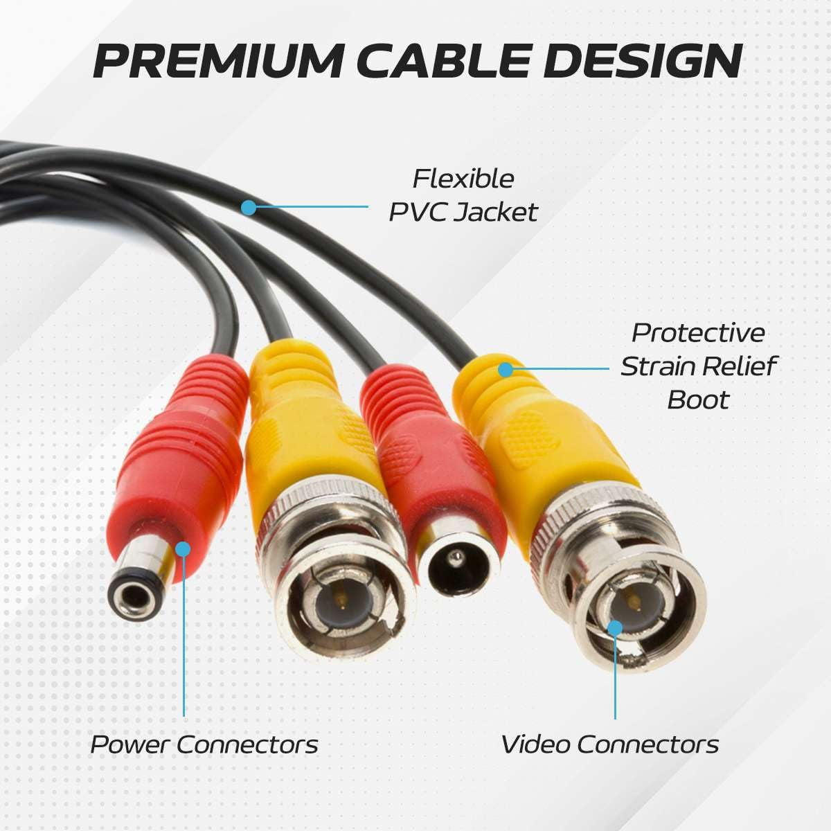 32 Pack of 100FT Premade BNC Video Power Cable – Black Plug & Play Extension Cord for CCTV Cameras, DVRs, Security Systems, Surveillance Equipment, Cables Direct Online