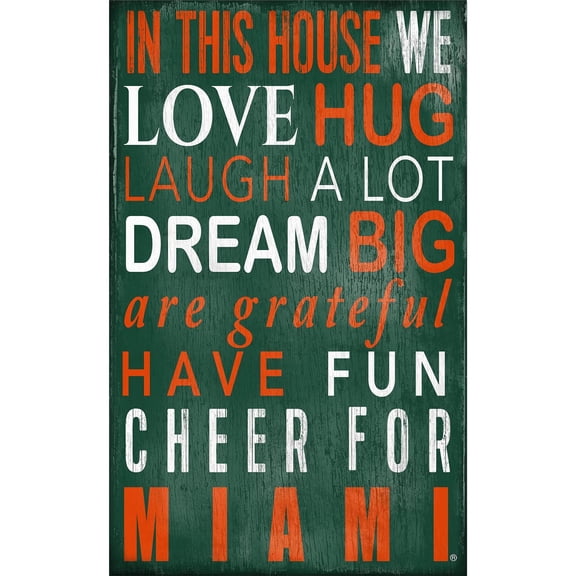 Miami Hurricanes 11" x 19" Briteline In This House Sign