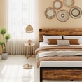 thumbnail image 3 of Queen-sized marco de cama featuring a wood cabecero, underbed almacenamiento, metal legs, no need para box spring, noise-free, y easy to assemble, 3 of 7