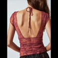 thumbnail image 4 of Camiseta Corta de Encaje Vintage para Mujer, de Corta, con Cuello Cuadrado y Patchwork Estético, Estilo Harajuku de los Años 90. Rojo M, 4 of 6