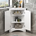 thumbnail image 4 of Lisonu White Triangle Corner Bathroom Storage Cabinet, Freestanding MDF Floor Cabinet with Adjustable Shelves for Kitchen, Modern Organizer, 31.5 Inch, 4 of 25