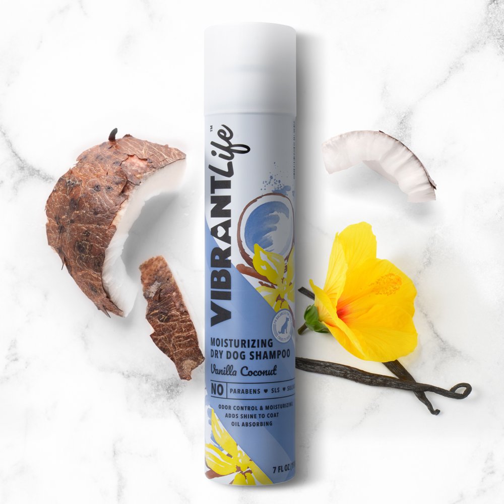 Vibrant Life Deodorizing Dry Dog Shampoo, Vanilla Coconut, 7 fl oz