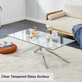 thumbnail image 4 of YWEN Coffee Table for Living Room, 39" Modern Rectangle Clear Tempered Glass Top & Metal Leg, Sofa Center Cocktail Tables for Home Office, 4 of 15