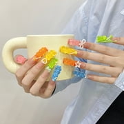 3D Handcrafted Colorful Gummy Bear Press On Nails Long French tip Rainbow Vibes 10 Kits for Young