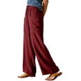 thumbnail image 3 of iHPH7 Linen Pants for Women Flowy Palazzo Pants Loose Boho High Waist Casual Wide Leg Trousers with Pocket Summer Beach Vacation Outfits Linen Beach Pants Women (S-3XL), 3 of 6