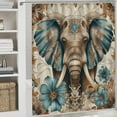 thumbnail image 5 of 4Pcs Elephant Fantasy Shower Curtain Set with Rugs, Toilet Lid Cover and Bath Mat, Bohemian Plant Floral Leaf Bathroom Curtains Decor Shower Curtains, 72" x 72", 5 of 8