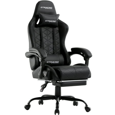 GTRACING GTW-100 Gaming Chair with Bluetooth Speakers and Footrest, Black