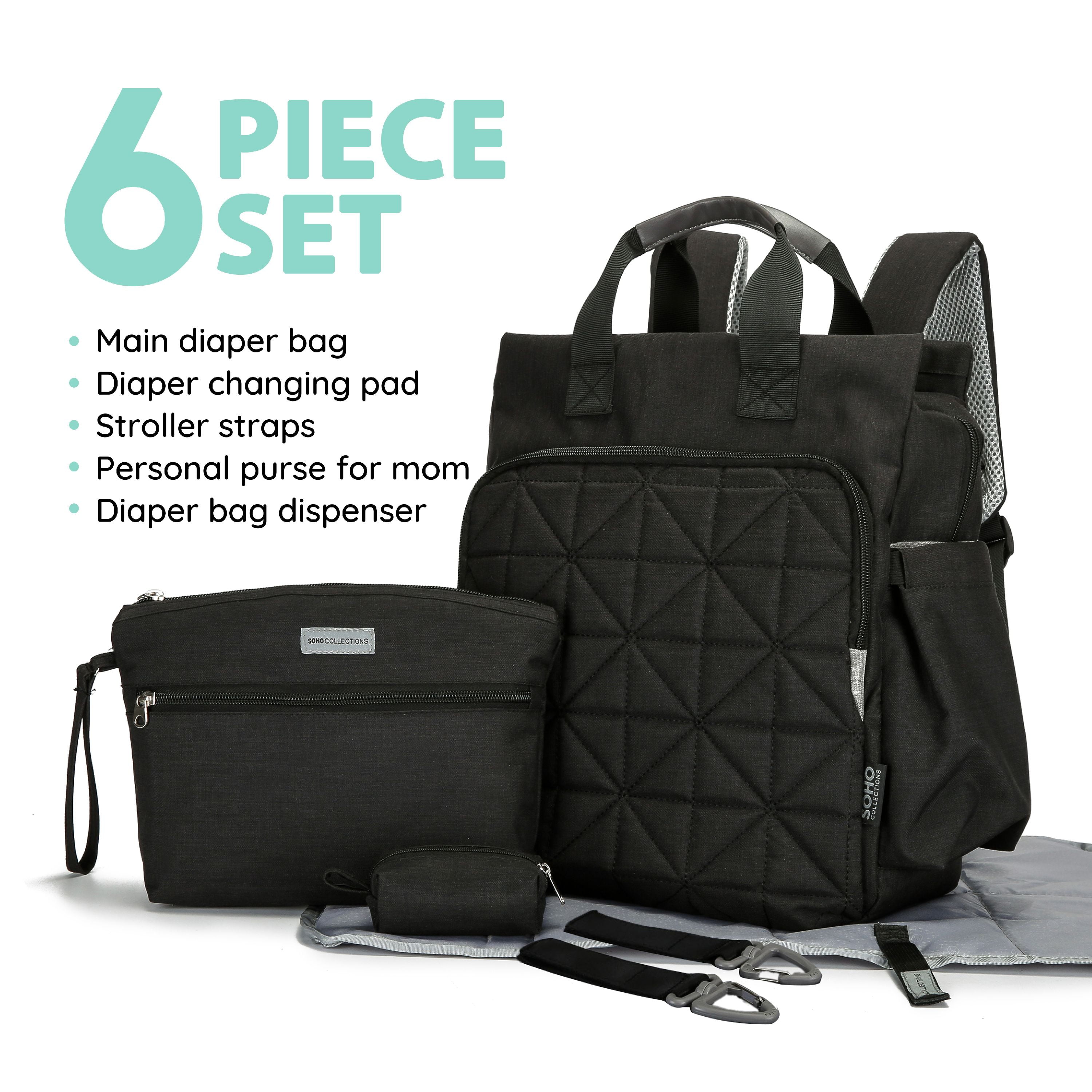 SOHO Pink Diaper bag with changing pad 6 pieces set 
