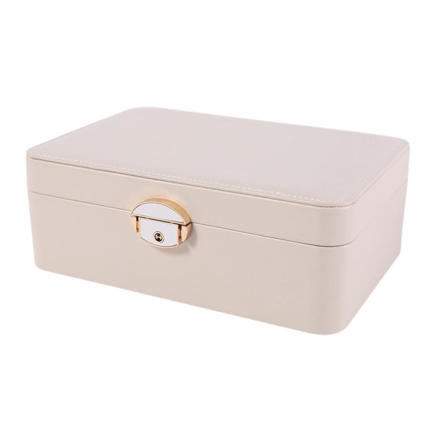 Caja de exhibición de joyería, caja de exhibición de viaje portátil decorativa, recipiente de joyería para , collares, mujeres de regalo Blanco