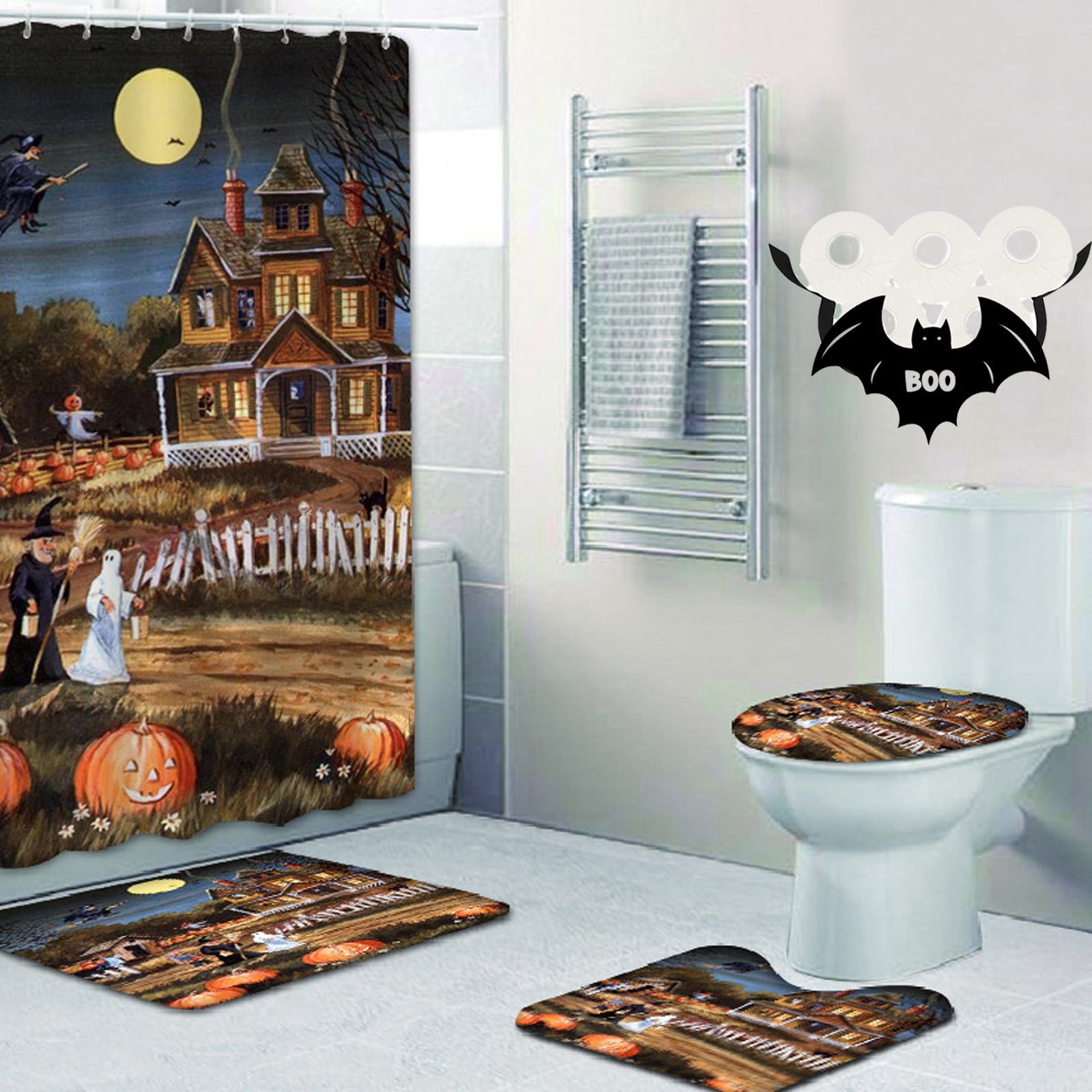 Halloween Toilet Papers Holder Wall Mount,Bat Design Toilet Papers Holder, Hanging Bathroom Tissue Storage,Large Capacity Toilet Roll Holder for Bathroom,Kitchen,Washroom