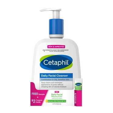Cetaphil Daily Facial Cleanser, Face Wash for Sensitive, Combination to Oily Skin, Gentle Foaming, Soap Free, Hypoallergenic, 16oz
