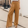 thumbnail image 2 of Sngxgn Women Casual Solid Drawstring Elastic Waist Long Straight Pants(Brown,XXXL), 2 of 5