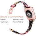 thumbnail image 4 of Wearlizer Thin Leather Black Pink Floral Apple Watch Band 38mm 40mm 41mm for iWatch Women Top Grain Leather Slim Strap Series 7 6 5 4 3 2 1, 4 of 7