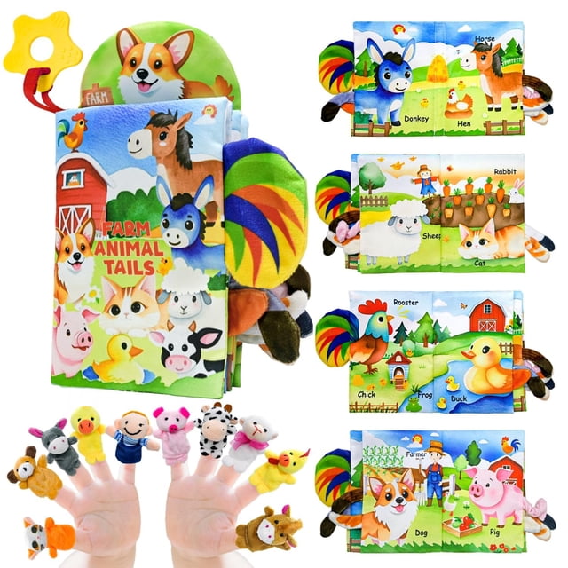 Libro de tela Kimicare Farm Animals +10 marionetas 0-18 M