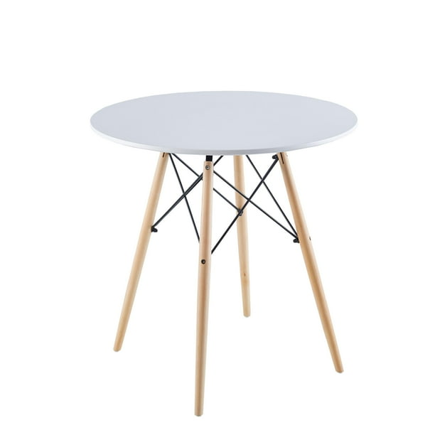 One Opening Round Dining Table With Mdf Top Wooden Legs Modern Furniture Com Wooden Legs Modern Furniture, Round Opening Table