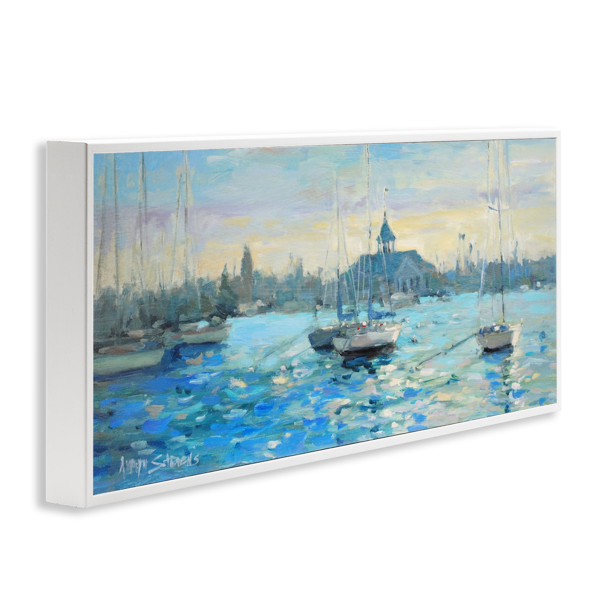 Stupell Industries Sunday On The Water White Framed Giclee Art, design by Allayn Stevens