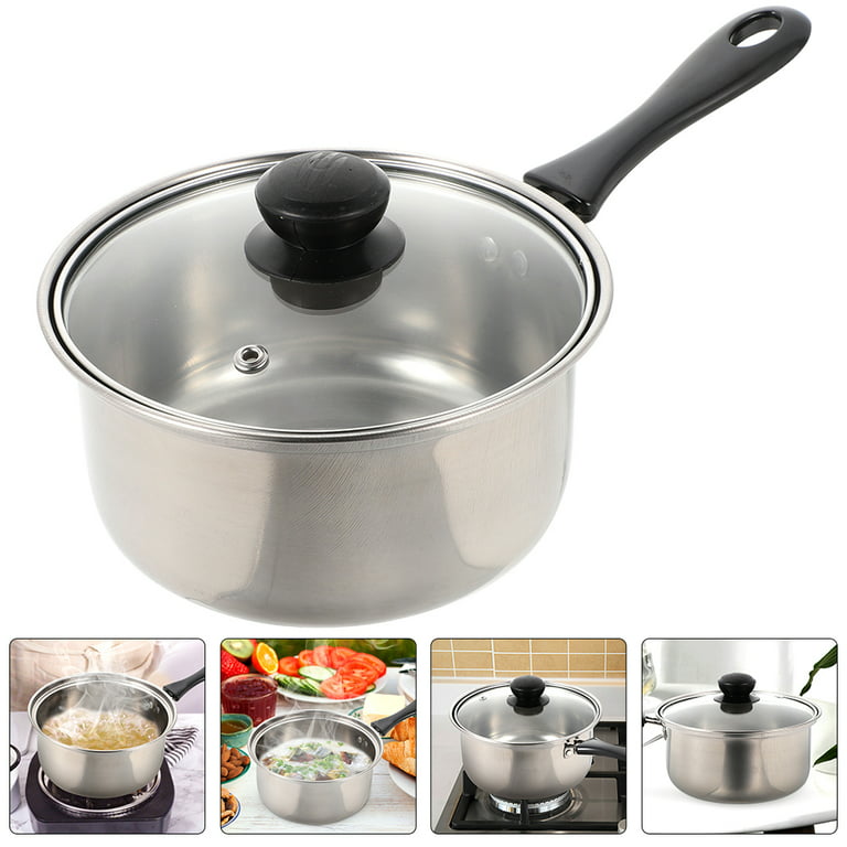 1 Set of Stainless Steel Milk Pot Handheld Soup Pot Stovetop Milk Pot Cooking Pot Kitchen Milk Heating Pot, Size: 30x18x8CM