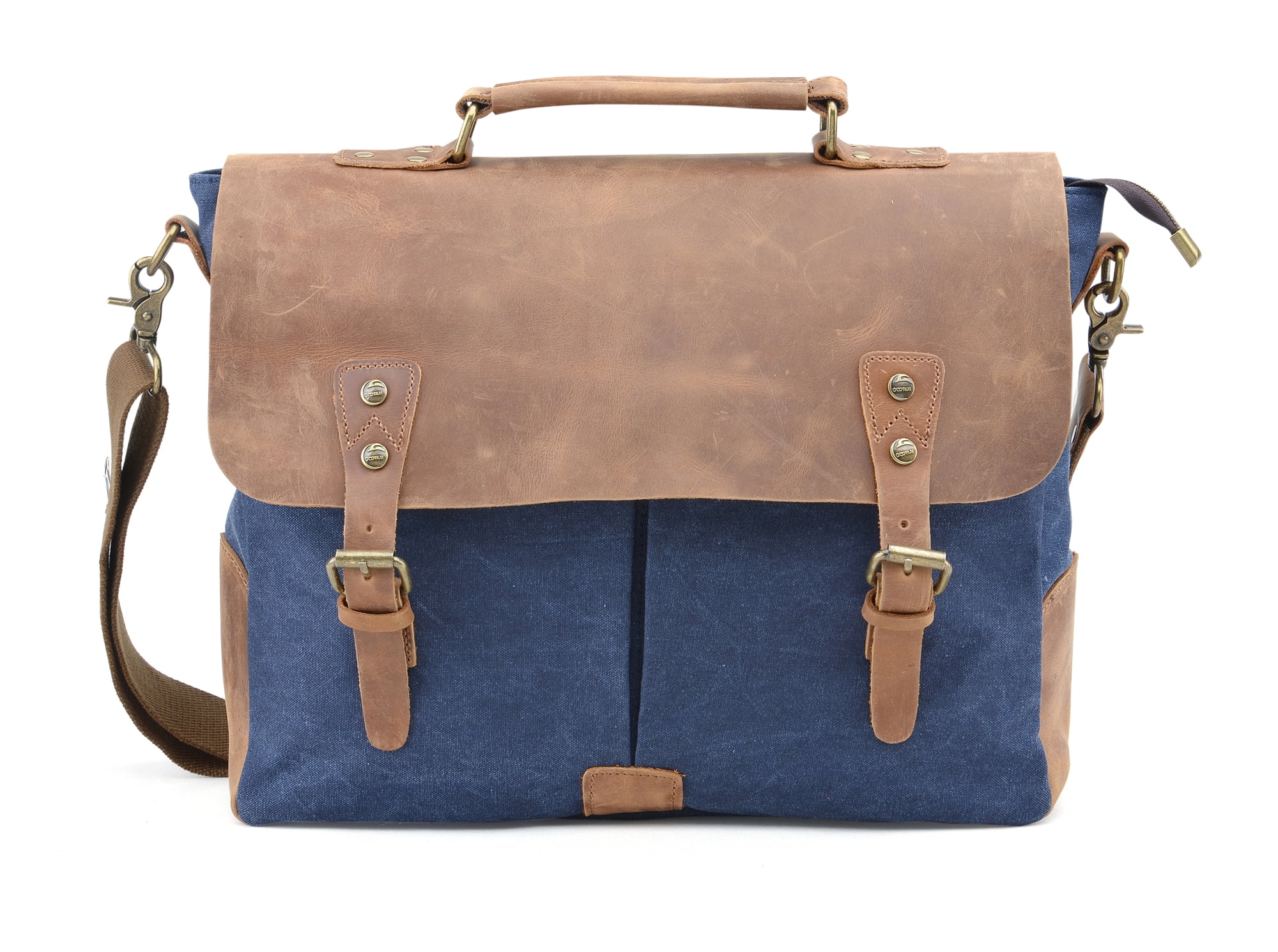 canvas and leather messenger bag