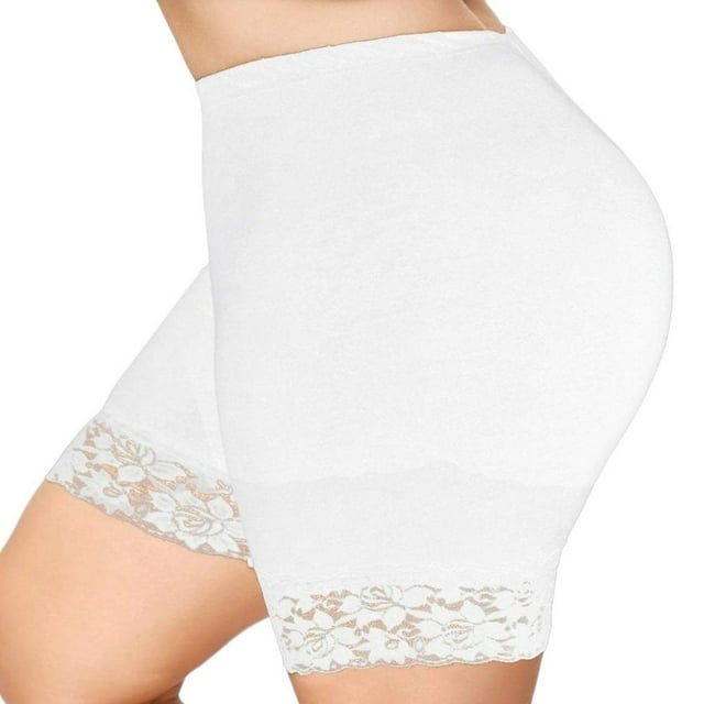 Women Plus Size Lace Safety Pants Mid Wast Elastic Trunks