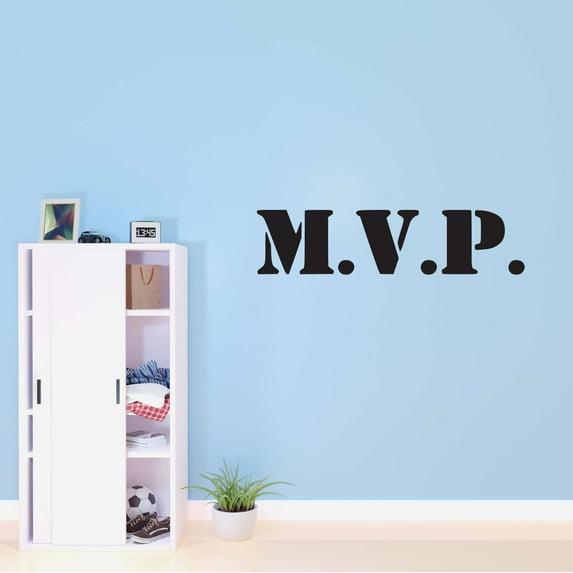 Boys M.V.P Active Sports Wall Decal Decoration Motivational sports Player Sports Quote Lettering Lasts Years and Easily Removable - Size: 30 In(W) x 6 In(H)