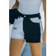 thumbnail image 2 of ABPHQTO Shorts de mezclilla color block desgastados negros para mujer, 2 of 5