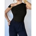 thumbnail image 5 of Women'S Off the Shoulder Tops Mental Elegant Asymmetrical Dressy Top Going Out Outfits Black L, 5 of 9