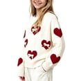 thumbnail image 6 of BLVB Toddler Girls Valentine's Day Heart Pattern Knit Sweater Outfit Cute Crewneck Long Sleeve Pullover 1-9 Years(White,1-2Years), 6 of 7