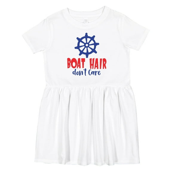 Inktastic Boat Hair Don't Care, Boat's Wheel, Ship's Wheel Girls Toddler Dress