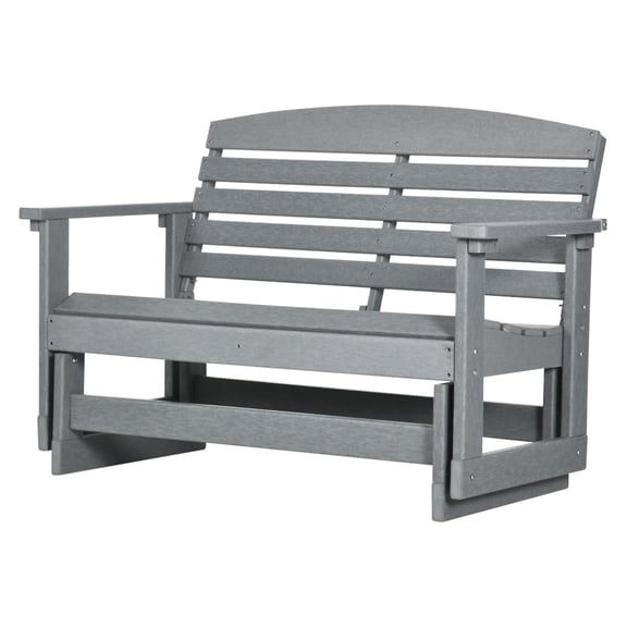 Outdoor Glider Bench - 2 Person Patio Swing Loveseat - HDPE Frame Rocking Chair for Backyard, Porch, Garden - Light Gray