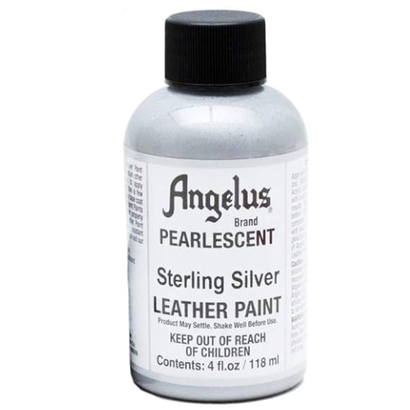 Angelus Pintura de cuero nacarado plata de ley 4 oz para personalizar zapatos botas chaquetas camisas zapatillas y más - Hecho en EE.UU.