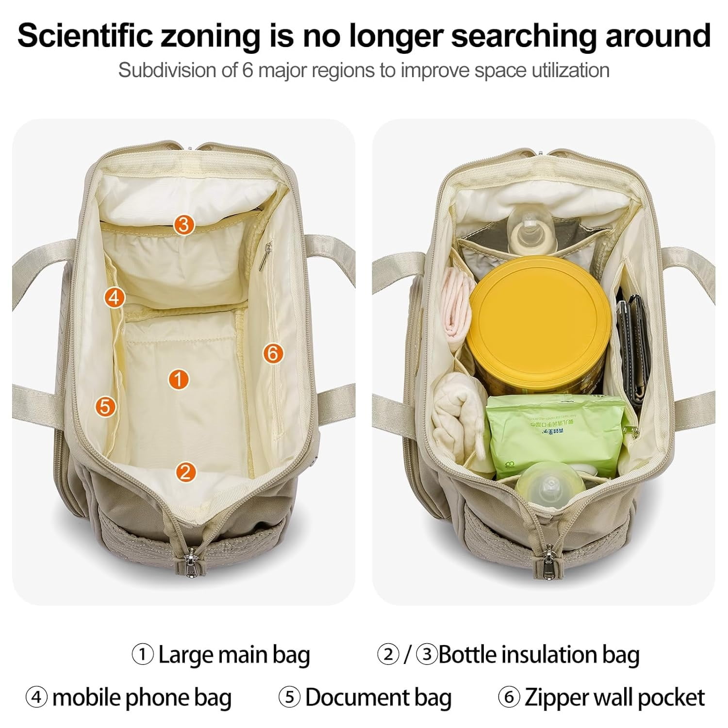 DEFAHN Small Travel Maternity Bag, Waterproof Mini Diaper Backpack with Insulated Pockets, Apricot