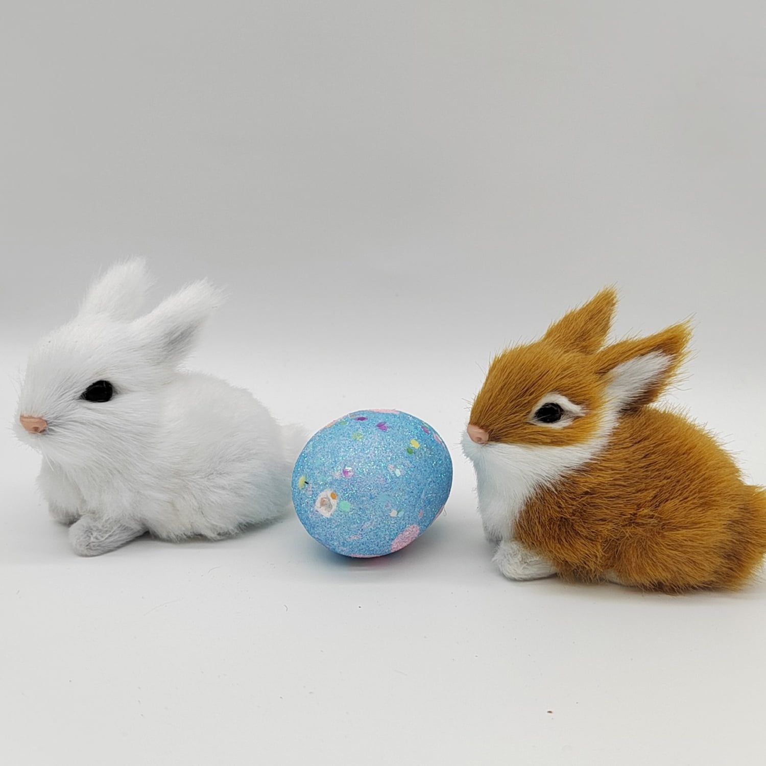 2pcs 2.76in Realistic Cute Plush Rabbits Fur Lifelike Animal Easter Bunny Simulation Toy Gift Decorations，Style 4