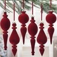thumbnail image 2 of Christmas Ornament, Velvet Burgundy Special Shape Tree Ball Pendant for Home Holiday Decoration 6 Piece Set Red, 2 of 6