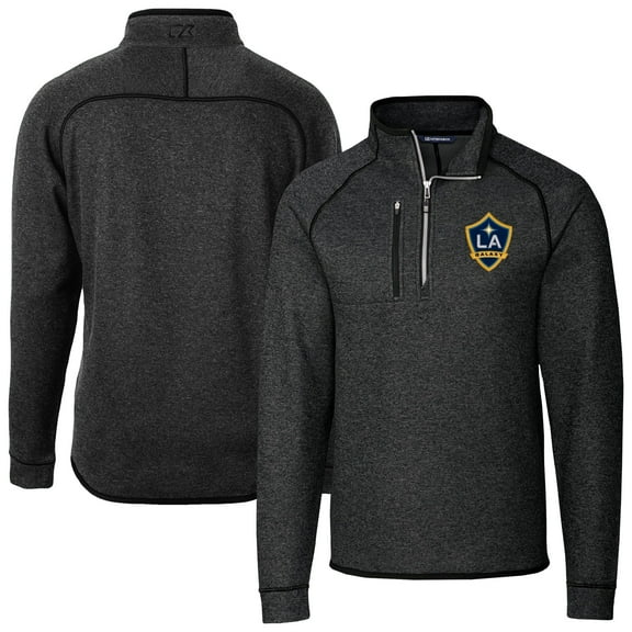 Men's Cutter & Buck Heather Charcoal LA Galaxy Mainsail Sweater-Knit Half-Zip Jacket