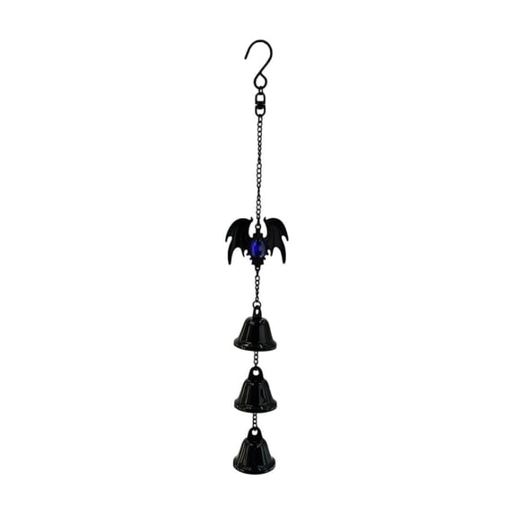 Bwomeauty Halloween Decor, 1pc Halloween Black Bats Bells Wind Chime And Metal Bells Decoration For Patio Porch And Indoor Outdoor Spaces, Family Gifts