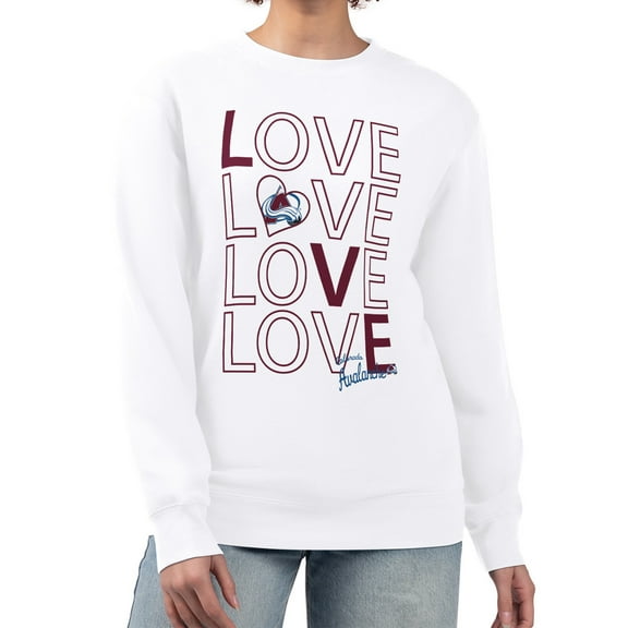 Women's G-III 4Her by Carl Banks  White Colorado Avalanche Lots Of Love Team Logo Graphic Pullover Sweatshirt
