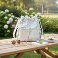 thumbnail image 4 of Hfppkn Polka Dot Drawstring Ita Handbag Clear Display Shoulder Bag for Daily Commute 35x14x36cm White, 4 of 7