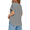thumbnail image 6 of Summer Plus Size Tops for Womens 2025 Fashion Casual Solid Color Round Neck Loose Short Sleeve T-shirt Top Blouses Gifts for Womens, 6 of 6
