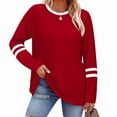 thumbnail image 3 of Ronuti Long Sleeve Shirts for Women Color Block Casual Tops Fall Outfits 2025 Basic Tees Trendy Clothes, 3 of 8