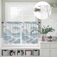 thumbnail image 3 of Abstract Gradient Water Ripple Curtain Tier and Valance Set 3 Piece, Ocean Sea Wave Light Blue White 3-inch Rod Pocket Window Tier Curtains Valance for Kitchen Living Room, 3 of 9